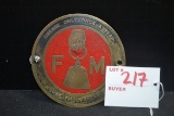 FM FMCO Grease Brass and Enamel Badge; 3-1/2