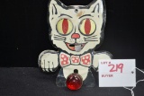 1940s? Cat License Plate Topper w/Moving Eyes and Tongue w/Red Reflector; 5