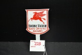 Socony Vacuum Safe Driving Award w/Pegasus Porcelain License Plate Topper; 5-1/2