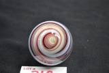 Red/White Swirl Slag Glass Shift Knob; 2-1/2
