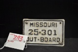 Missouri Outboard Motor Plate No. 25-301; 4