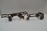 Vintage Toy Wagon/Cart Chassis; Made of Metal w/Wood Wheels; Possibly for Toy Soldier Set Up