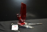 1951 Ford Hood Ornament w/Red Lucite Eagle; 11