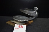 1932-33 Plymouth Winged Mermaid Radiator Cap/Hood Ornament Mounted on Wood Base