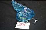 1981 Blue Iridescent Carnival Glass Pontiac Indian Chief Radiator Cap/Hood Ornament; 3