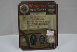 Vintage Westclox Tin Counter Top Display w/2 Auto Clocks