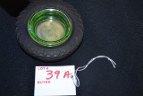 1930s Goodyear Wheel Ashtray w/Green Uranium Glass Insert; 3-1/2 Diameter