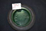 1930s Goodrich Silvertowns Wheel Ashtray w/Green Uranium Glass Insert; 6