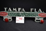 Nash, Tampa, FL, Cast Aluminum License Plate Topper w/Red Jeweled Reflectors