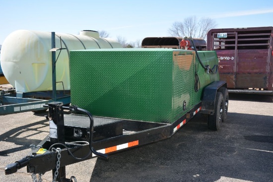 1000 Gallon Fuel Trailer, 12v Filrite Pump, Tandem Axle, Good Tires, Green In Color, Nice Trailer