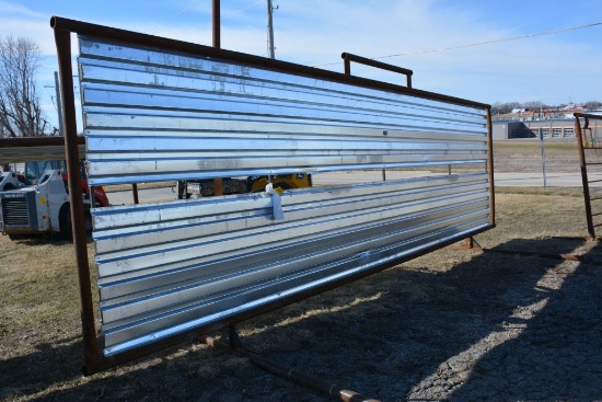 Cattle Wind/ Shade Wall, 8.5' Tall, 24' Long, 12' Wide Legs, Oil Pipe Frame, Super Steel Sheeting, 2