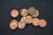 Group of 10 - Unc. Wheat Cents and One Indian Head Cent