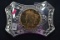 Gold-Plated 1923 Peace Dollar in Belt Buckle