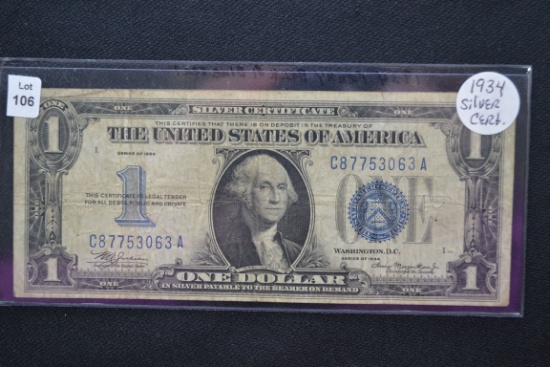 1934 One Dollar Silver Certificate