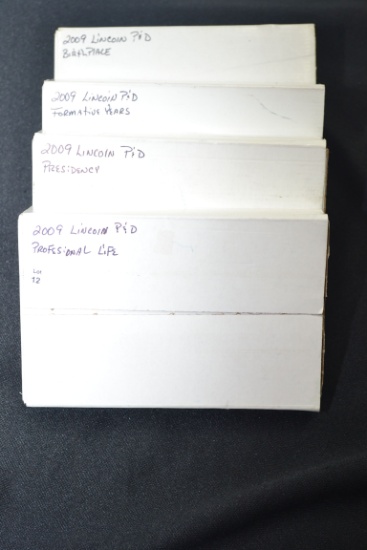 1 Lot of 8 Rolls of 2009 Lincoln Memorial Cents including 2 Each of Birthplace, Presidency, Formativ