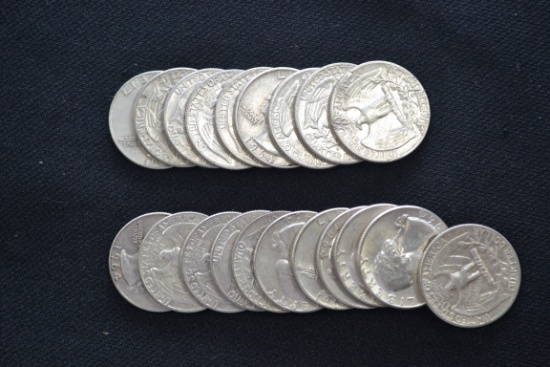 20 - Washington Silver Quarters; Various Dates; 20xBID