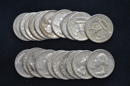 20 - Washington Silver Quarters; Various Dates; 20xBID