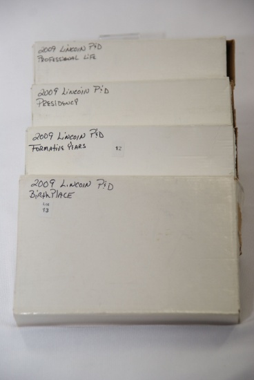 1 Lot of 8 Rolls of 2009 Lincoln Memorial Cents including 2 Each of Birthplace, Presidency, Formativ