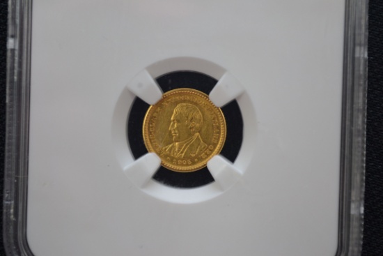 1905 Lewis and Clark One Dollar Gold Coin; AU-55