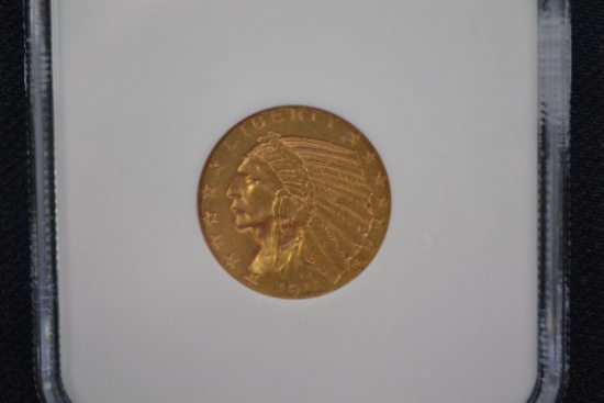 1911 Indian Head Five Dollar Gold Coin; AU-58