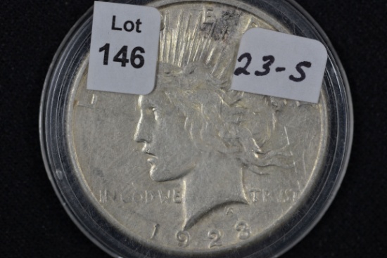 1923-S Peace Dollar; AU