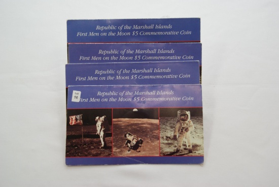 Group of 4- Republic of Marshall Islands First Man on the Moon $5 Commemorative Coins