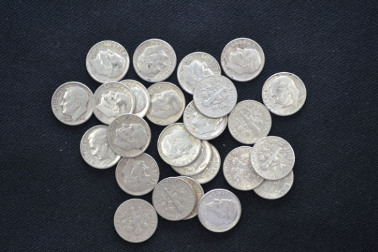 1 Lot of 25 Roosevelt Silver Dimes