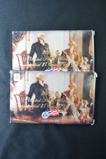 2 - 2007 U.S. Mint Presidential $1 Coin Proof Sets; 2xBID