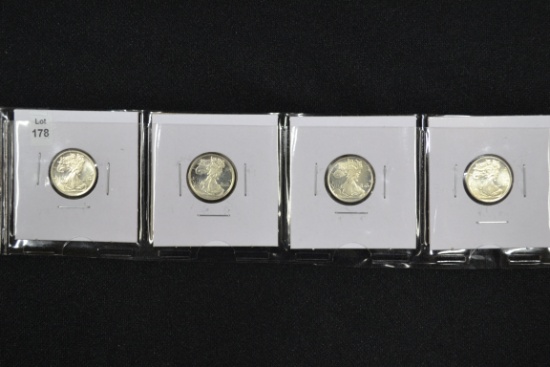 4 -Silver Eagle 1/10 oz. Coins; 4xBID