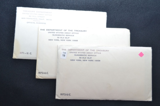 3 - U.S. Mint Sets including 1971 and 2-1972; 3xBID