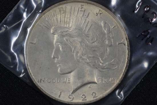1922 Peace Dollar; AU