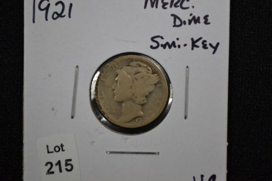 1921 Mercury Dime; Semi-Key Date; VG