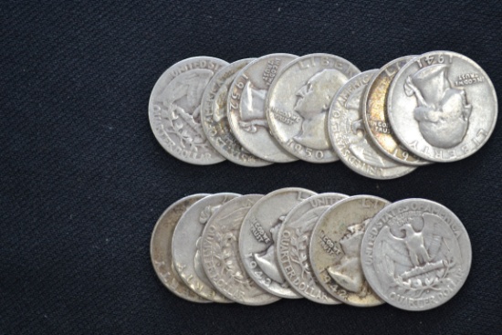 14 - Washington Silver Quarters; 14xBID