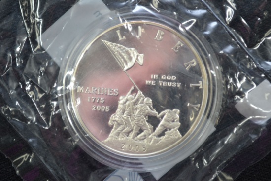 2005 U.S. Marines Silver 1 oz. Commemorative Coin; Choice Proof 63
