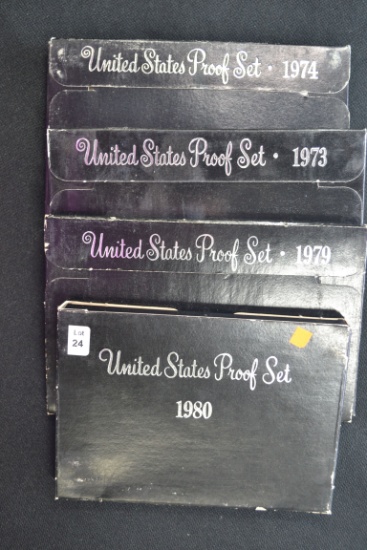 4 - U.S. Mint Proof Sets including 1973, 1974, 1979, and 1980; 4xBID