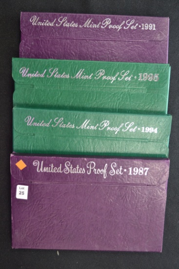4 - U.S. Mint Proof Sets including 1987, 1991, 1994, and 1995; 4xBID