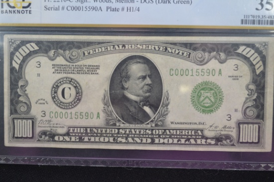 1928 Federal Reserve Bank of Philadelphia One Thousand Dollar Note; Choice VF 35