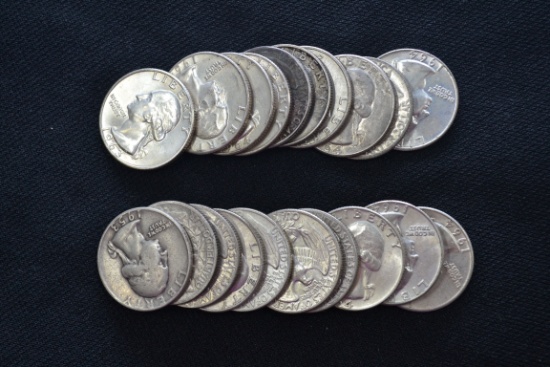 20 - Washington Silver Quarters; 20xBID