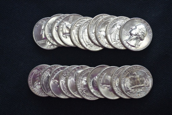 20 - 1959 Washington Silver Quarters; Unc.; 20xBID