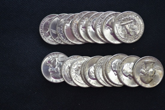 20 - 1959 Washington Silver Quarters; Unc.; 20xBID