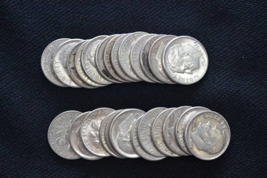 1 Lot of 25 Roosevelt Silver Dimes