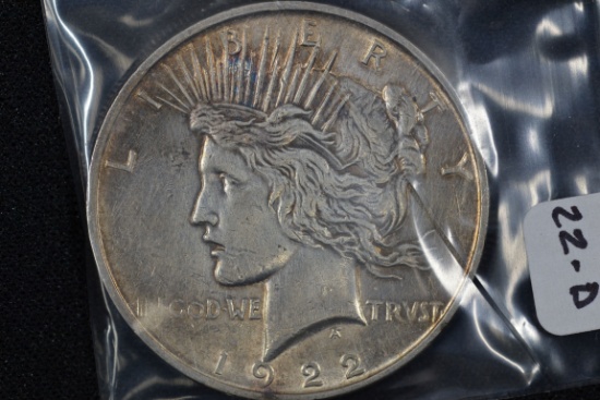 1922-D Peace Dollar; Unc.