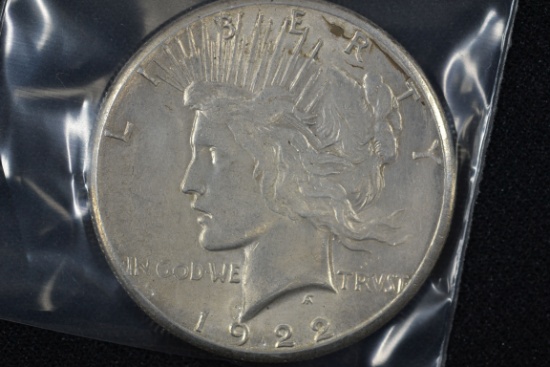 1922-S Peace Dollar; Unc.