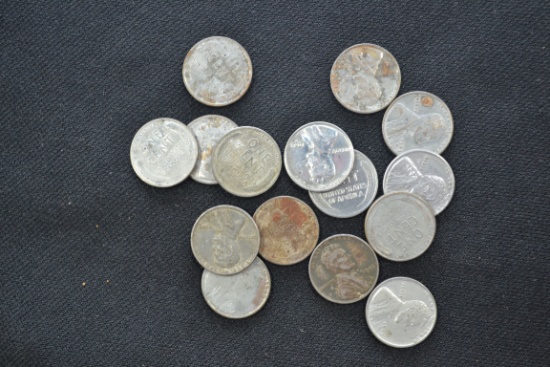 Group of 15 Steel Cents