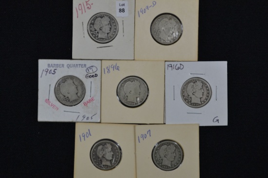 7 - Barber Quarters; Various Dates; 7xBID