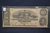 1863 Confederate States of America Ten Dollar Bill