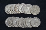 20 - Washington Silver Quarters; Various Dates; 20xBID