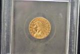 1908-P Indian Head 2-1/2 Dollar Gold Coin; AU-58