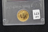 Canadian Gold Maple Leaf 1/10 oz. Coin; .999 Pure Gold