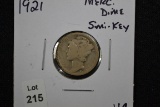 1921 Mercury Dime; Semi-Key Date; VG